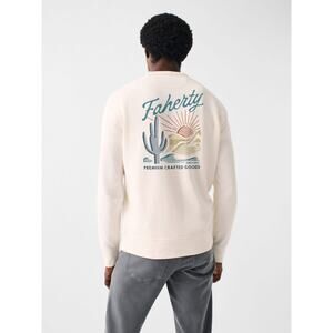 Faherty Cream Scottsdale Long Sleeve Terry Crewneck Small Desert Sustainable